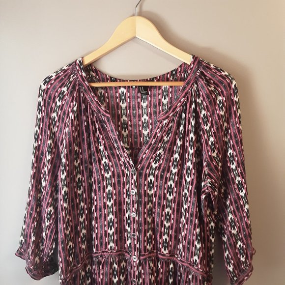 🌞 Forever 21 Women's Boho Southwest Flowy Top Blouse | Size Medium - Picture 2 of 12